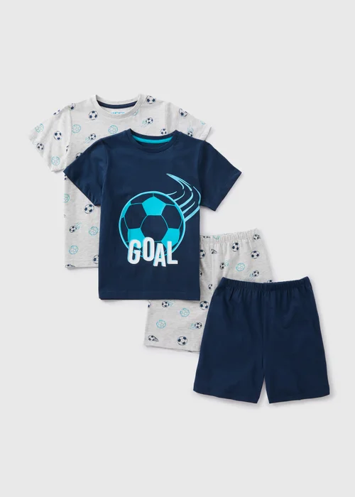 Boys 2 Pack Grey & Navy Football Pyjama Sets (18mths-13yrs) - Age 18 - 23 Months Image 1