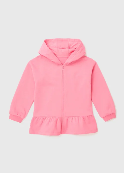 Girls Pink Zip Up Hem Hoodie (1-7yrs) - 2-3 Yrs Image 1