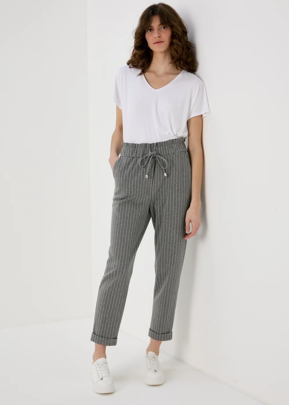 Et Vous Grey Pinstripe Ponte Joggers - 8 Image 7