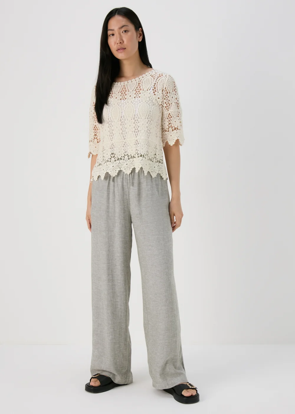 Cream Lace Crochet T Shirt - 8 Image 4