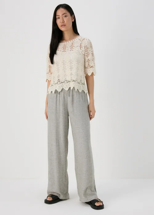 Cream Lace Crochet T Shirt - 8 Image 4