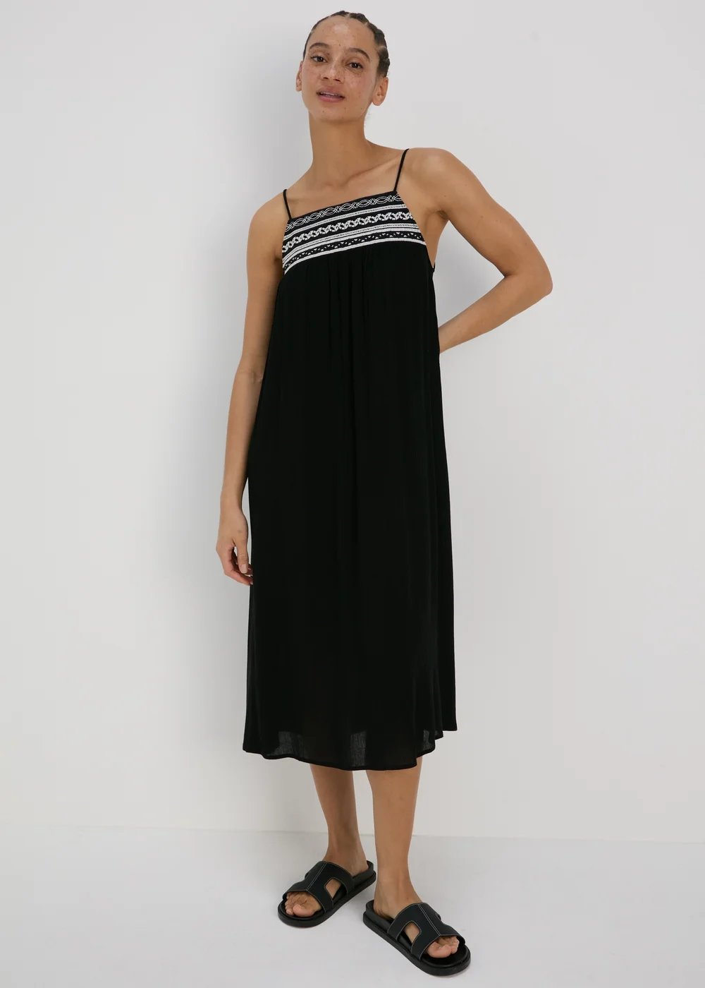 Black Mono Crochet Midi Dress - 8 Image 1