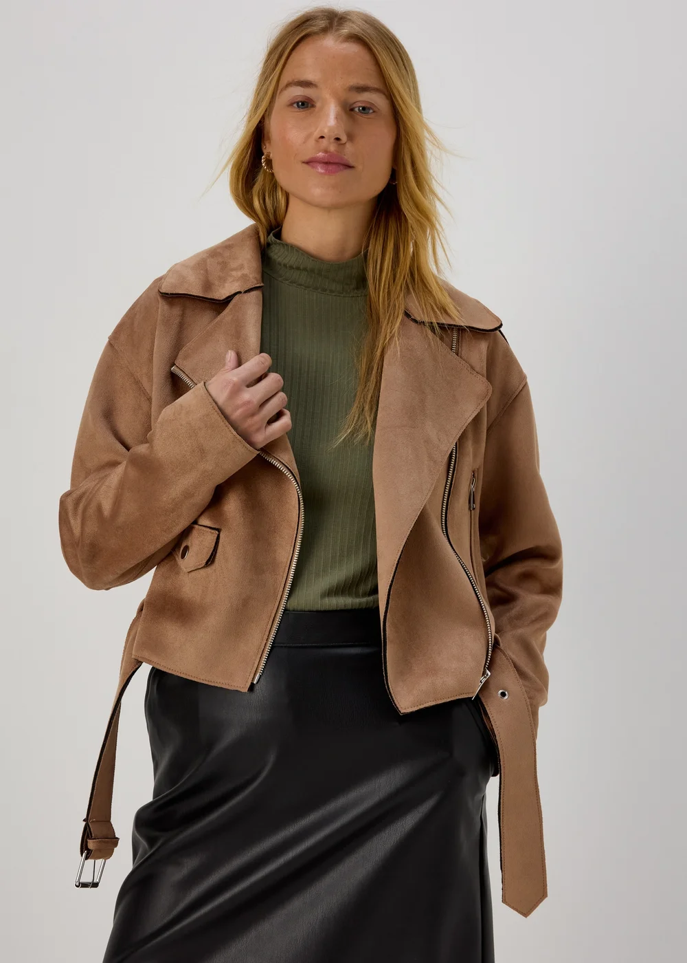 Beige Biker Jacket - 8 Image 3