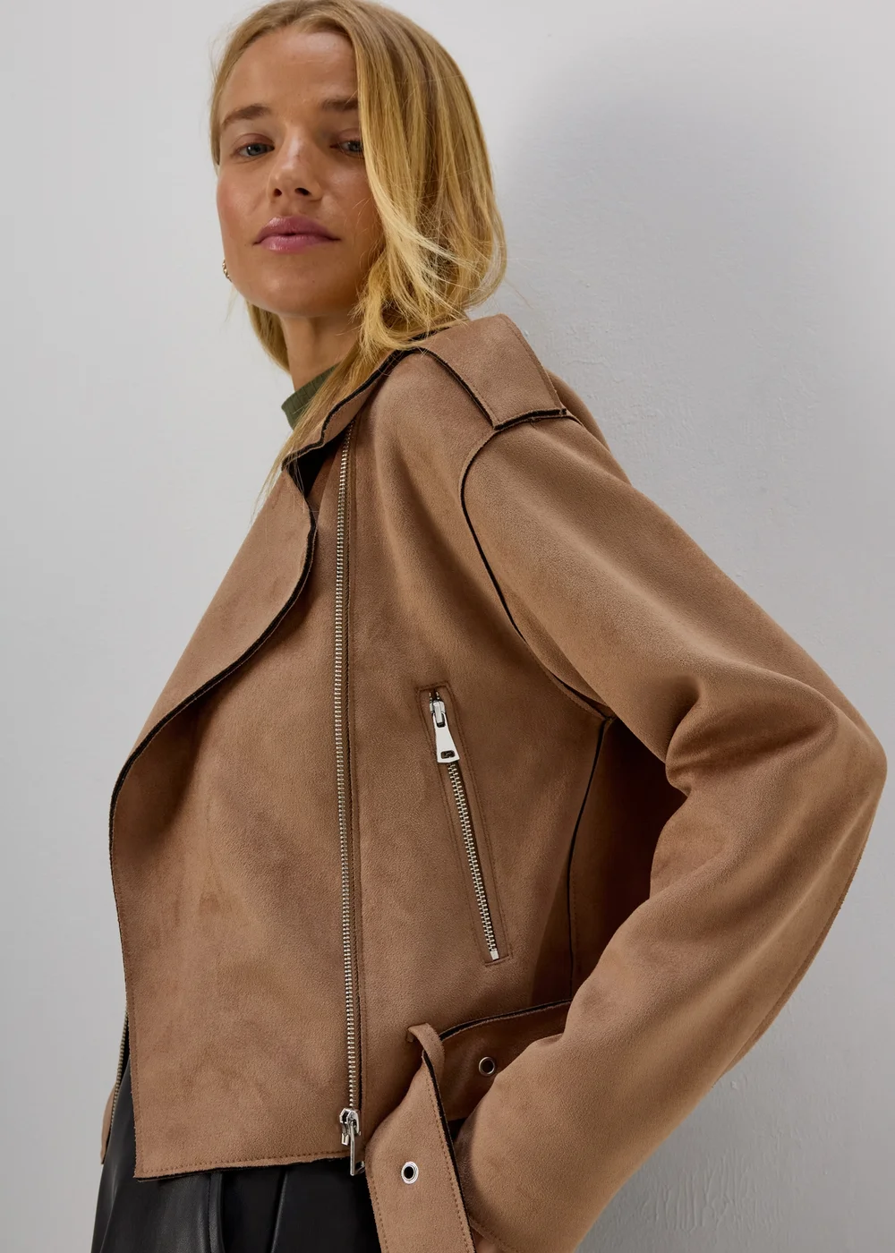 Beige Biker Jacket - 8 Image 1