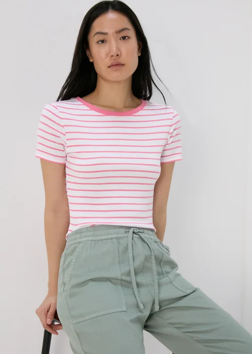 White & Pink Stripe T-Shirt - 8 Image 3