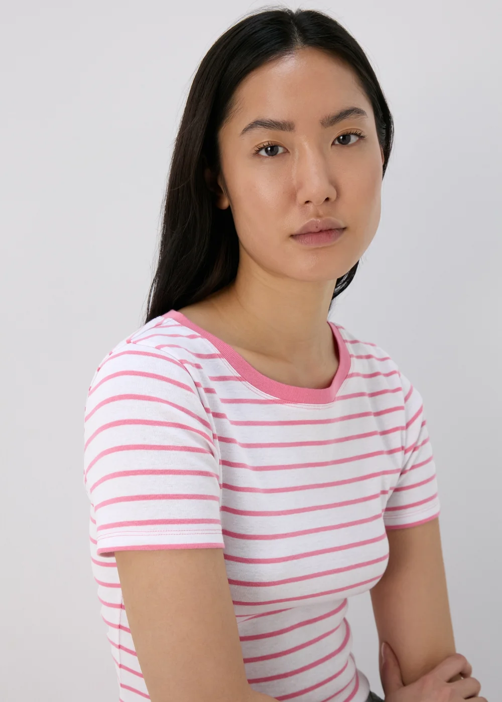 White & Pink Stripe T-Shirt - 8 Image 1