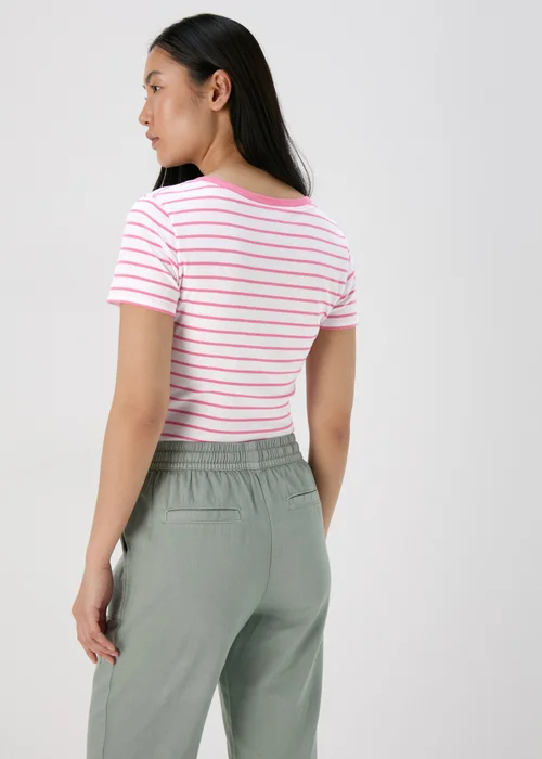 White & Pink Stripe T-Shirt - 8 Image 2