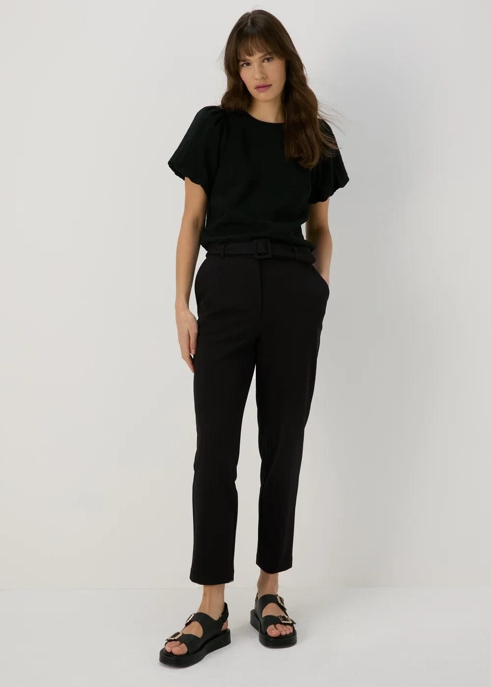 Et Vous Black Belted Ponte Tapered Trousers - 8 Image 1