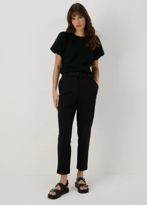 Et Vous Black Belted Ponte Tapered Trousers - 8 Image 1