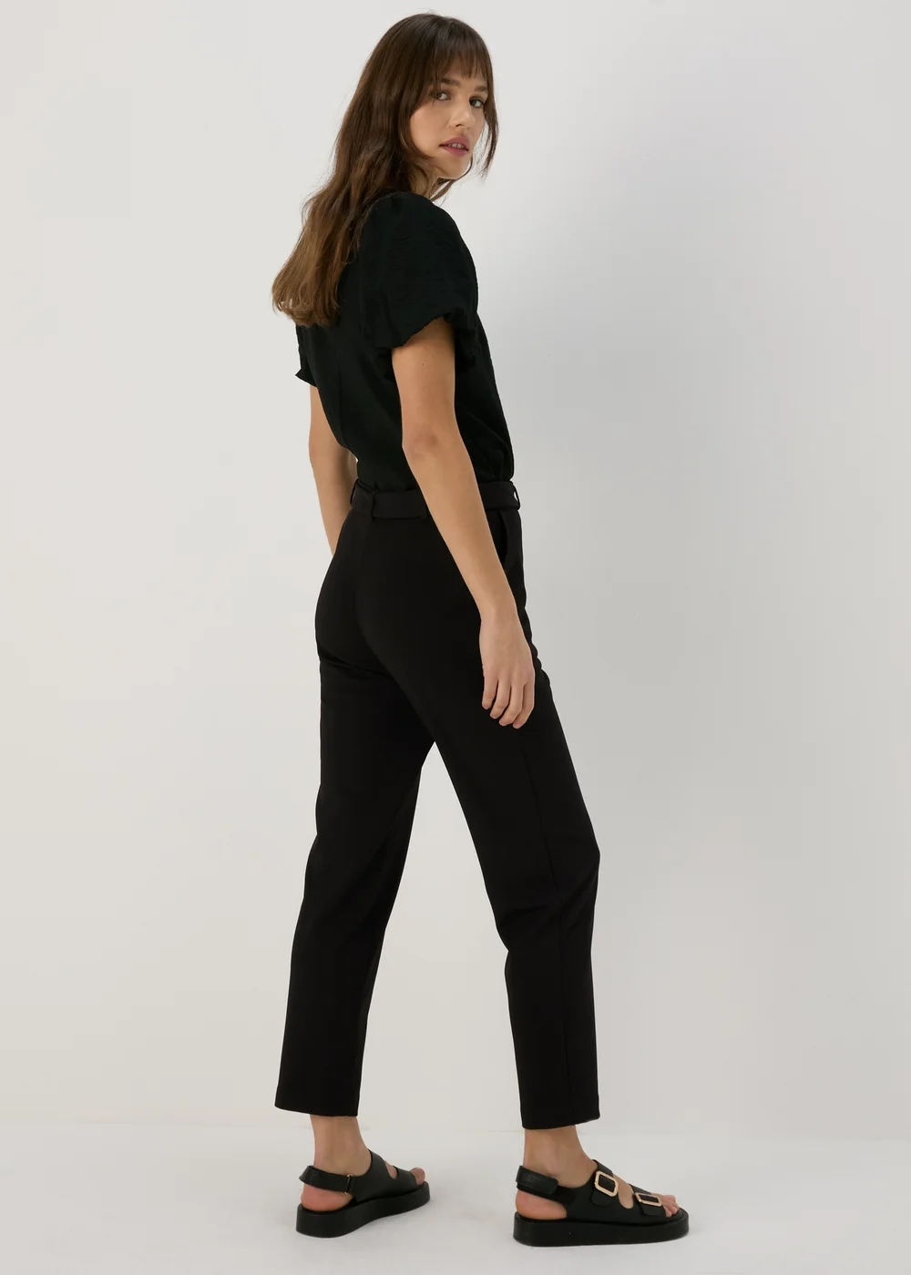 Et Vous Black Belted Ponte Tapered Trousers - 8 Image 2