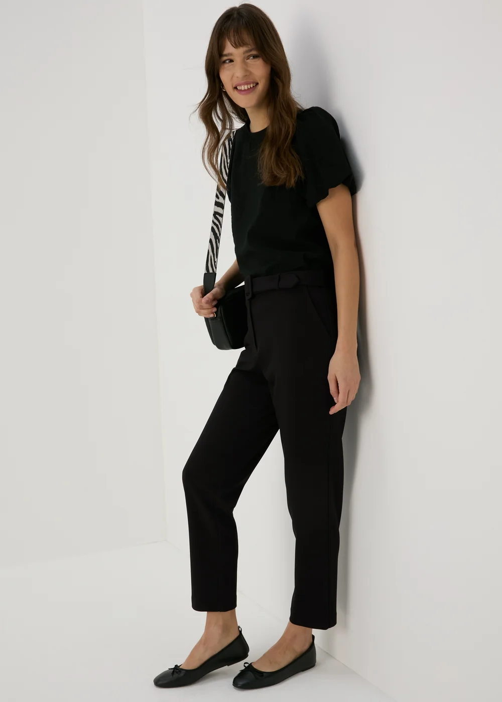 Et Vous Black Belted Ponte Tapered Trousers - 8 Image 4