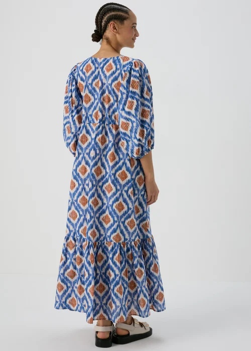 Blue Aztec Print Cotton Midi Dress - 8 Image 2