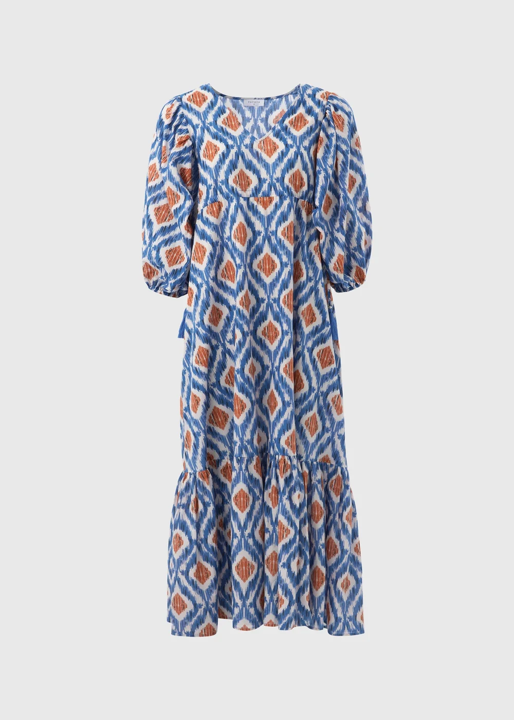 Blue Aztec Print Cotton Midi Dress - 8 Image 5