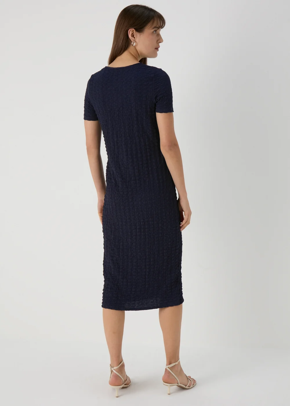 Navy Blue Hyper Texture Midi Dress - 8 Image 2
