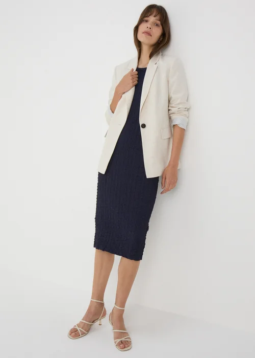 Navy Blue Hyper Texture Midi Dress - 8 Image 4