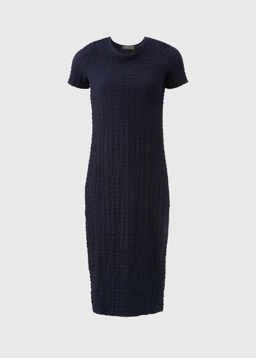 Navy Blue Hyper Texture Midi Dress - 8 Image 5