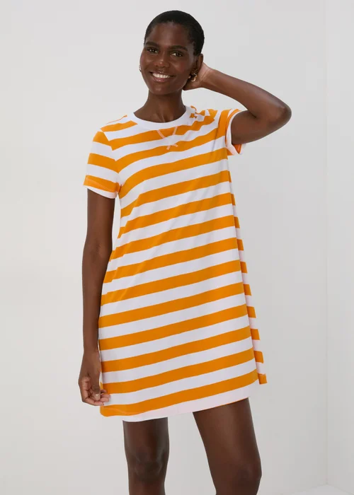 Orange Stripe T Shirt Dress - 8 Image 4