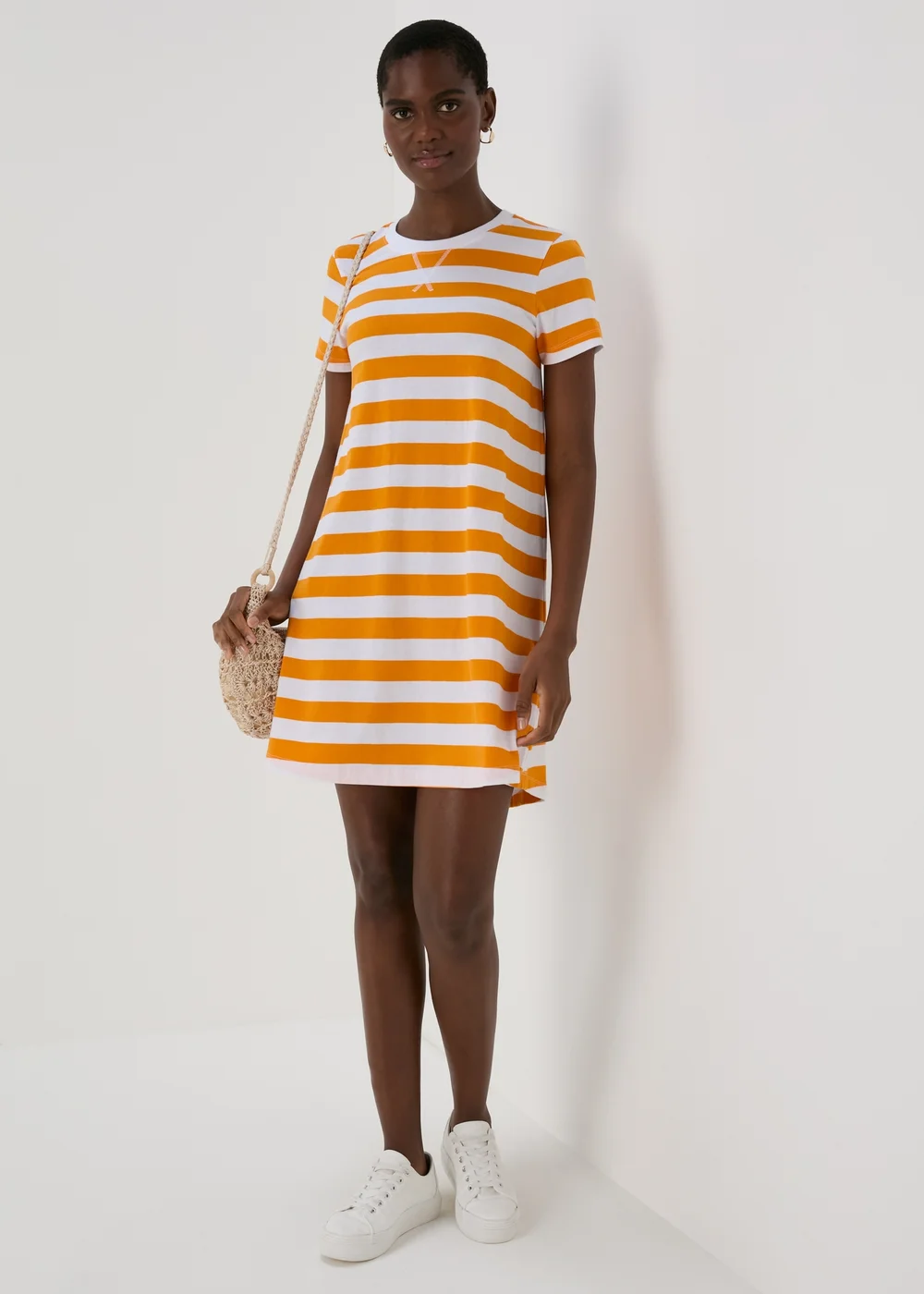 Orange Stripe T Shirt Dress - 8 Image 1