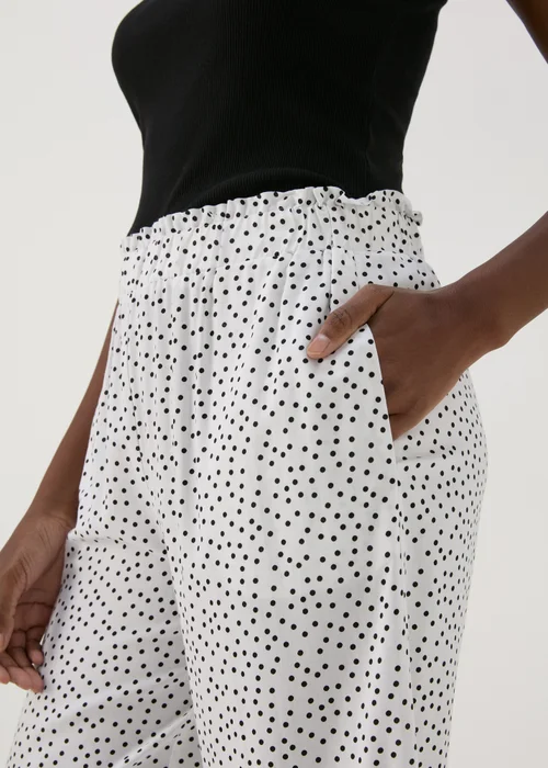 White & Black Spots Wide Leg Viscose Trousers - 8 Image 3