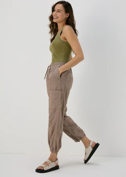 Taupe Linen Parachute Trousers - 8 Image 1