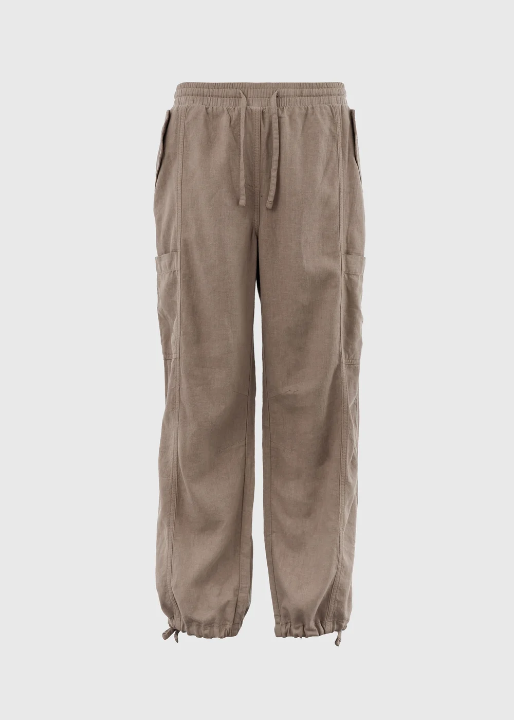 Taupe Linen Parachute Trousers - 8 Image 5