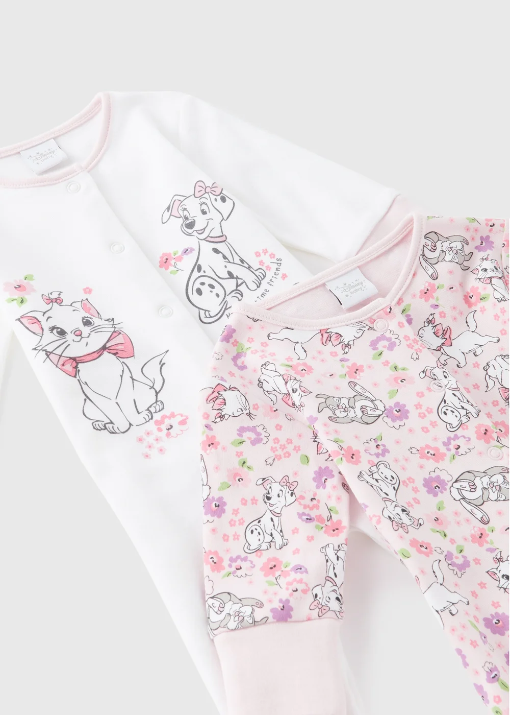 Disney Baby Pink 2 Pack Marie Sleepsuits (Tiny Baby-18mths) - Tiny Baby Image 2