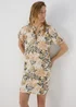 Beige Leaf Print Linen Dress - 8 Image 1
