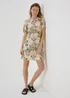Beige Leaf Print Linen Dress - 8 Image 4