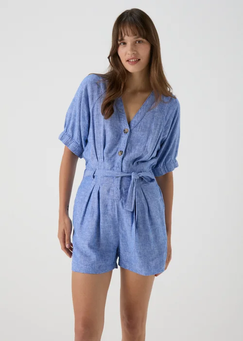 Blue Linen Playsuit - 8 Image 1