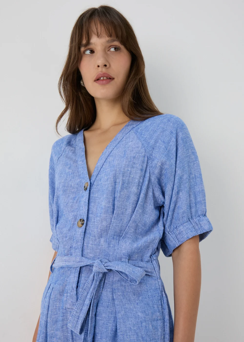 Blue Linen Playsuit - 8 Image 3