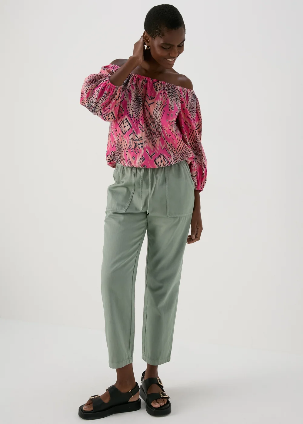 Pink Bardot Aztec Top - 8 Image 4