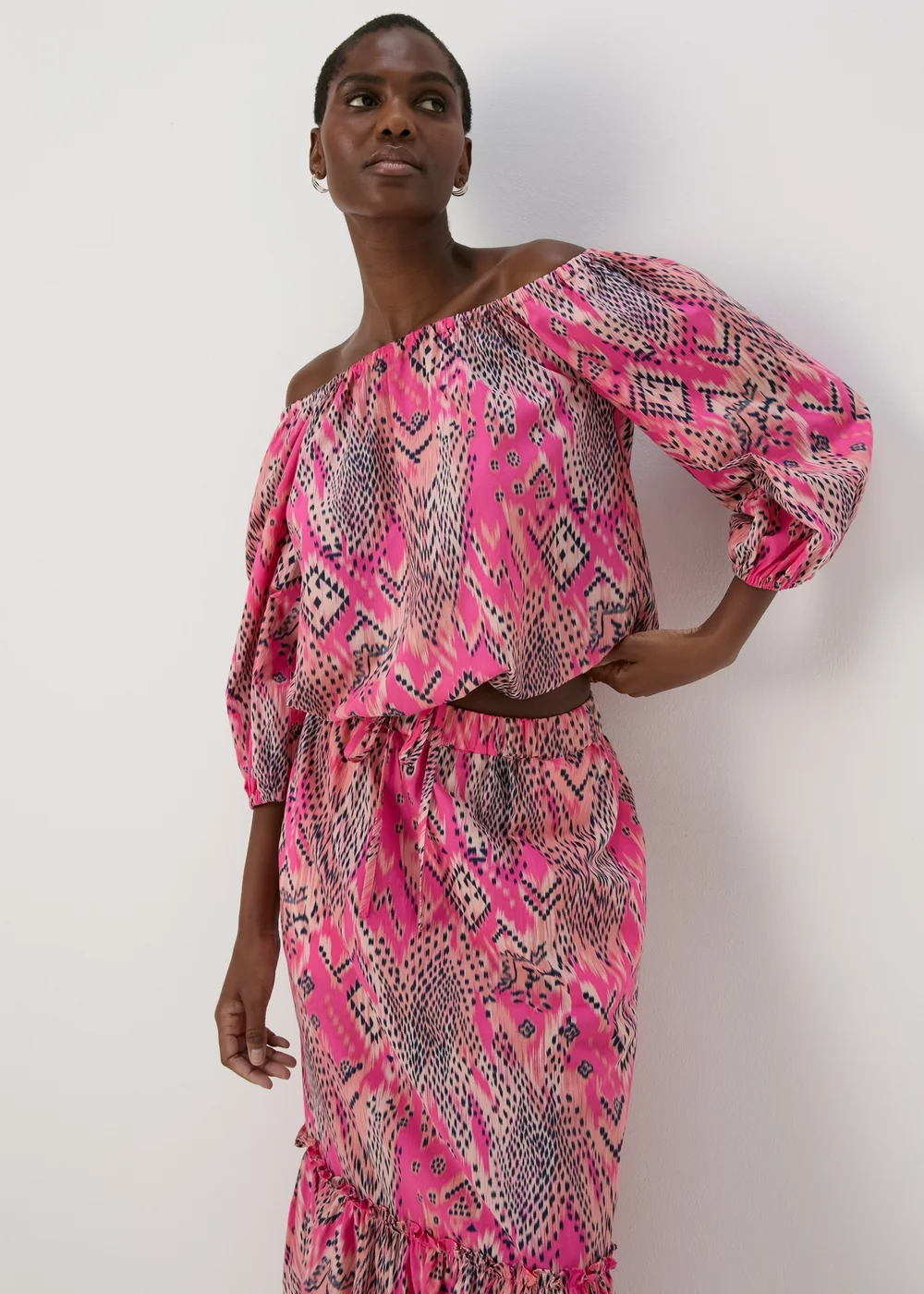 Pink Bardot Aztec Top - 8 Image 1