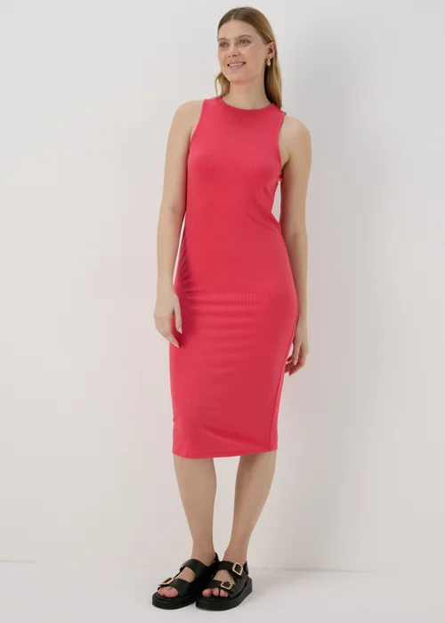 Coral Racer Ribbed Midi Dress - 8 Image 1