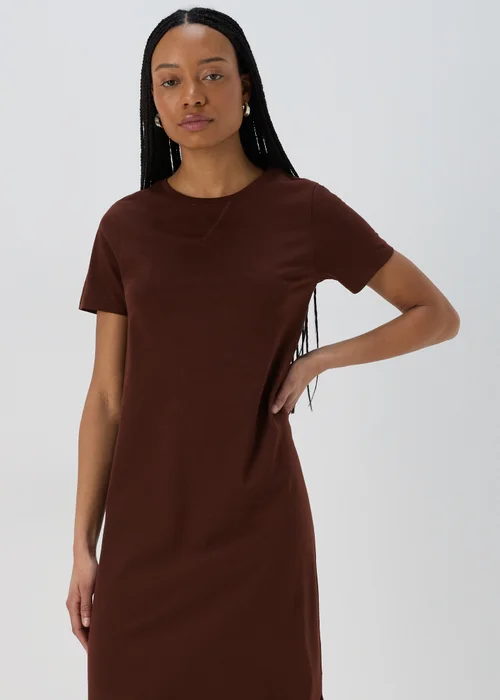 Brown Midi Jersey T-Shirt Dress - 8 Image 3