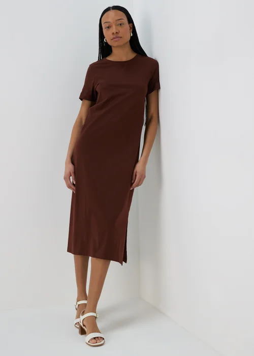 Brown Midi Jersey T-Shirt Dress - 8 Image 1