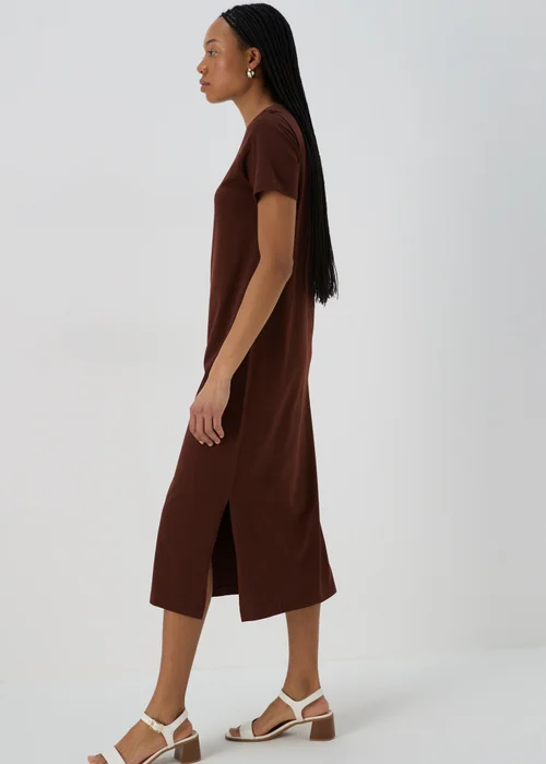 Brown Midi Jersey T-Shirt Dress - 8 Image 2