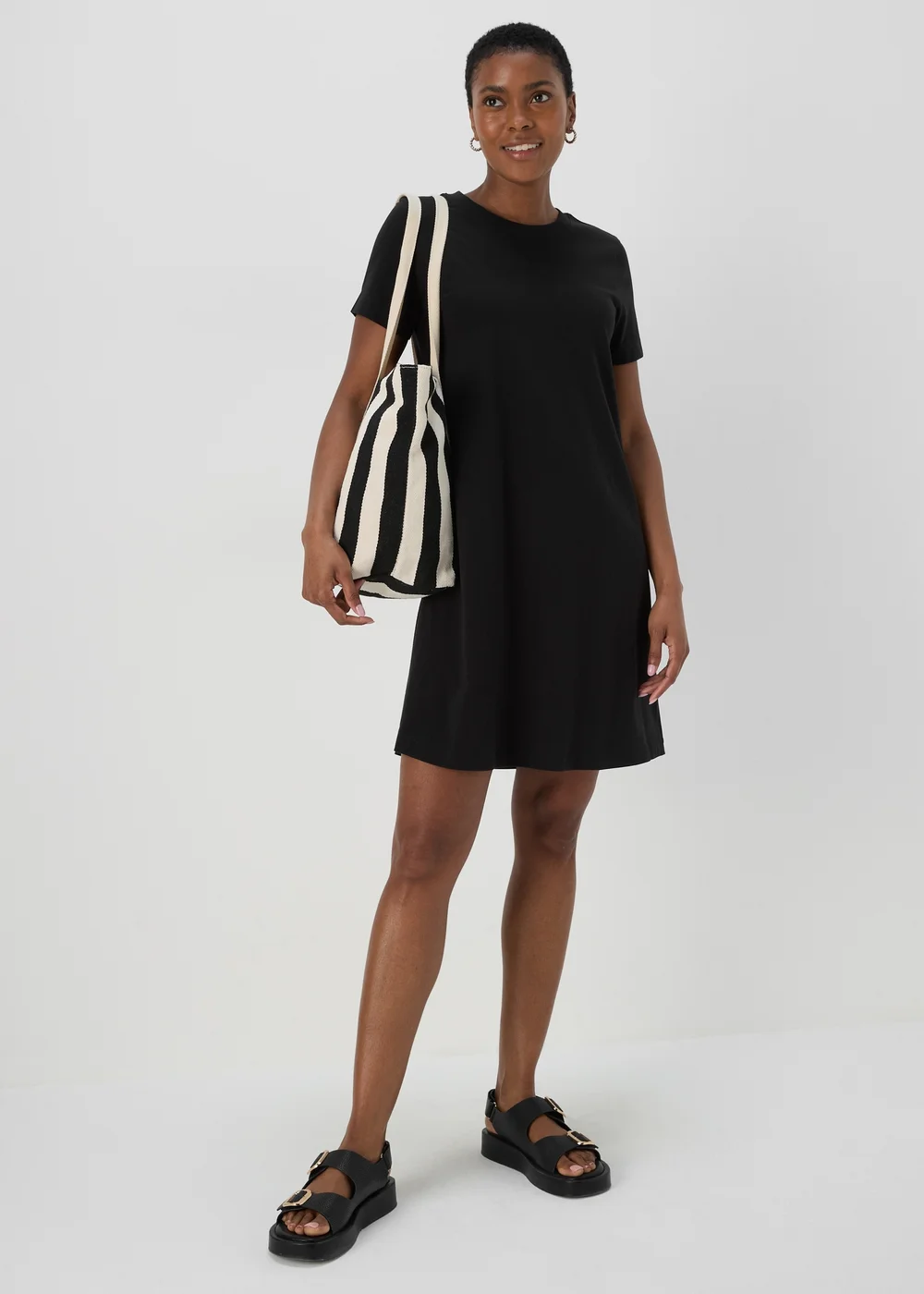 Black Jersey Mini T-Shirt Dress - 8 Image 1