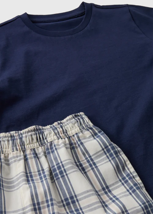 Kids Charcoal Jersey Top & Check Shorts Pyjama Set (4-13yrs) - Age 4 Years Image 2