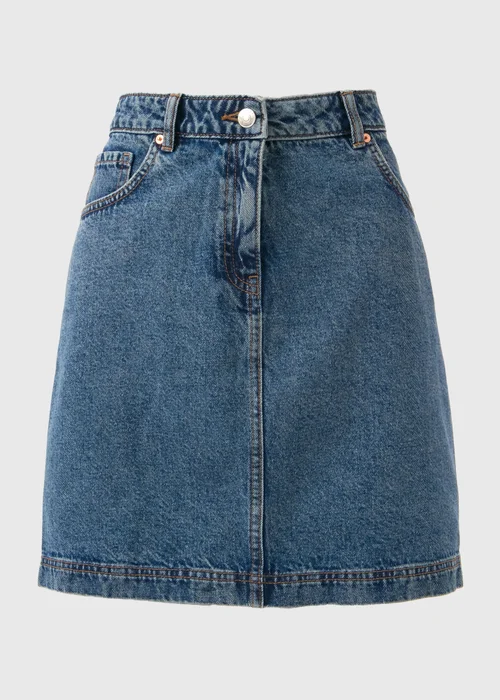 Mid Wash Denim Mini Skirt - Size 8 Image 5