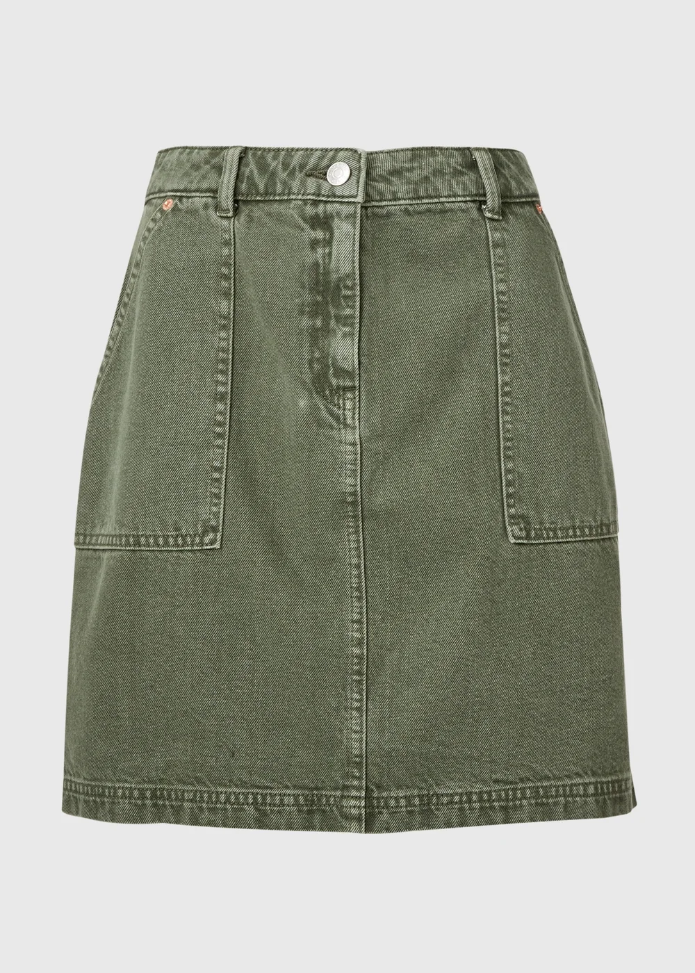 Khaki Denim Utility Skirt - 8 Image 5