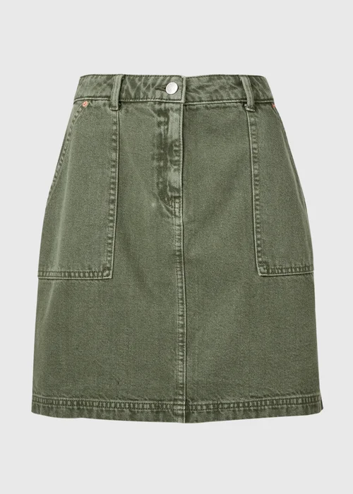 Khaki Denim Utility Skirt - 8 Image 5