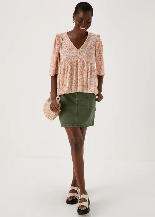 Khaki Denim Utility Skirt - 8 Image 4
