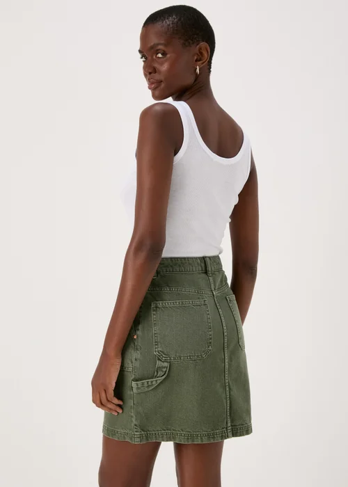 Khaki Denim Utility Skirt - 8 Image 2