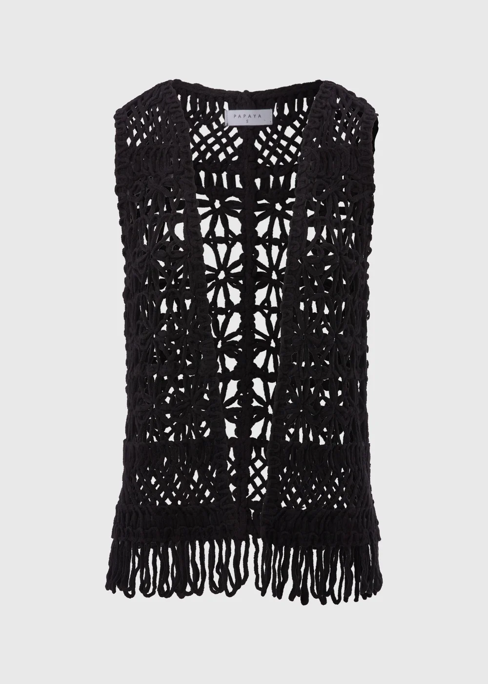 Black Fringe Hem Waistcoat - S Image 5