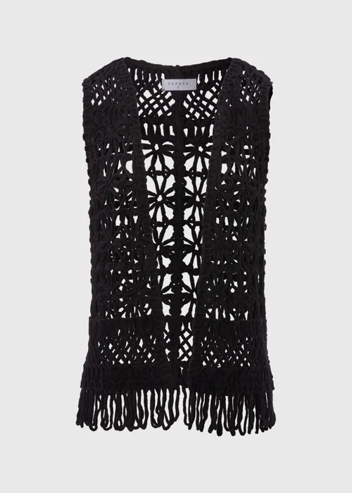 Black Fringe Hem Waistcoat - S Image 5
