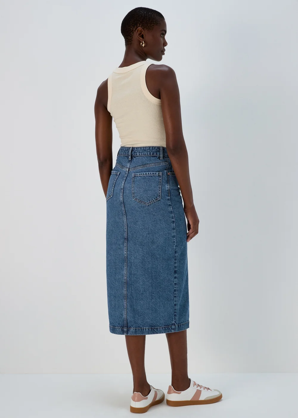 Mid Wash Denim Midi Skirt - 8 Image 2