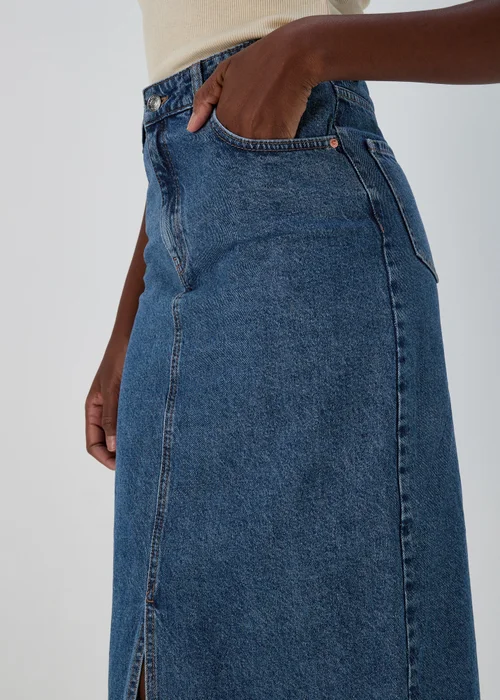 Mid Wash Denim Midi Skirt - 8 Image 3