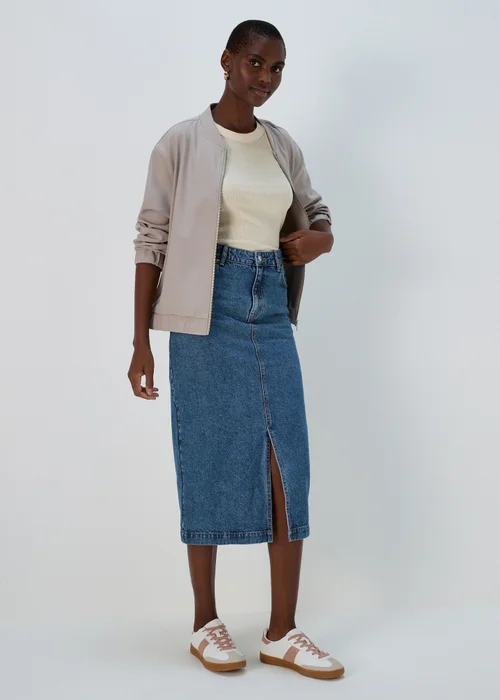 Mid Wash Denim Midi Skirt - 8 Image 4