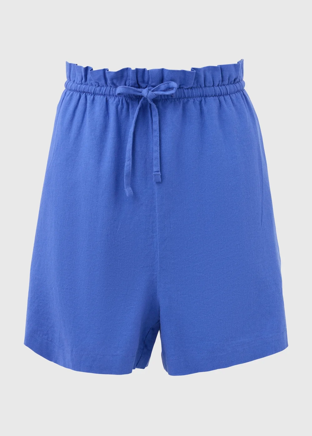 Blue Solid Pull On Linen Shorts - 8 Image 5