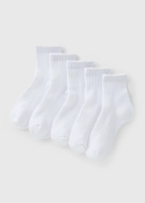 Boys 5 Pack White Sports Socks (Younger 6-Older 6.5) - 4-6.5 Image 1